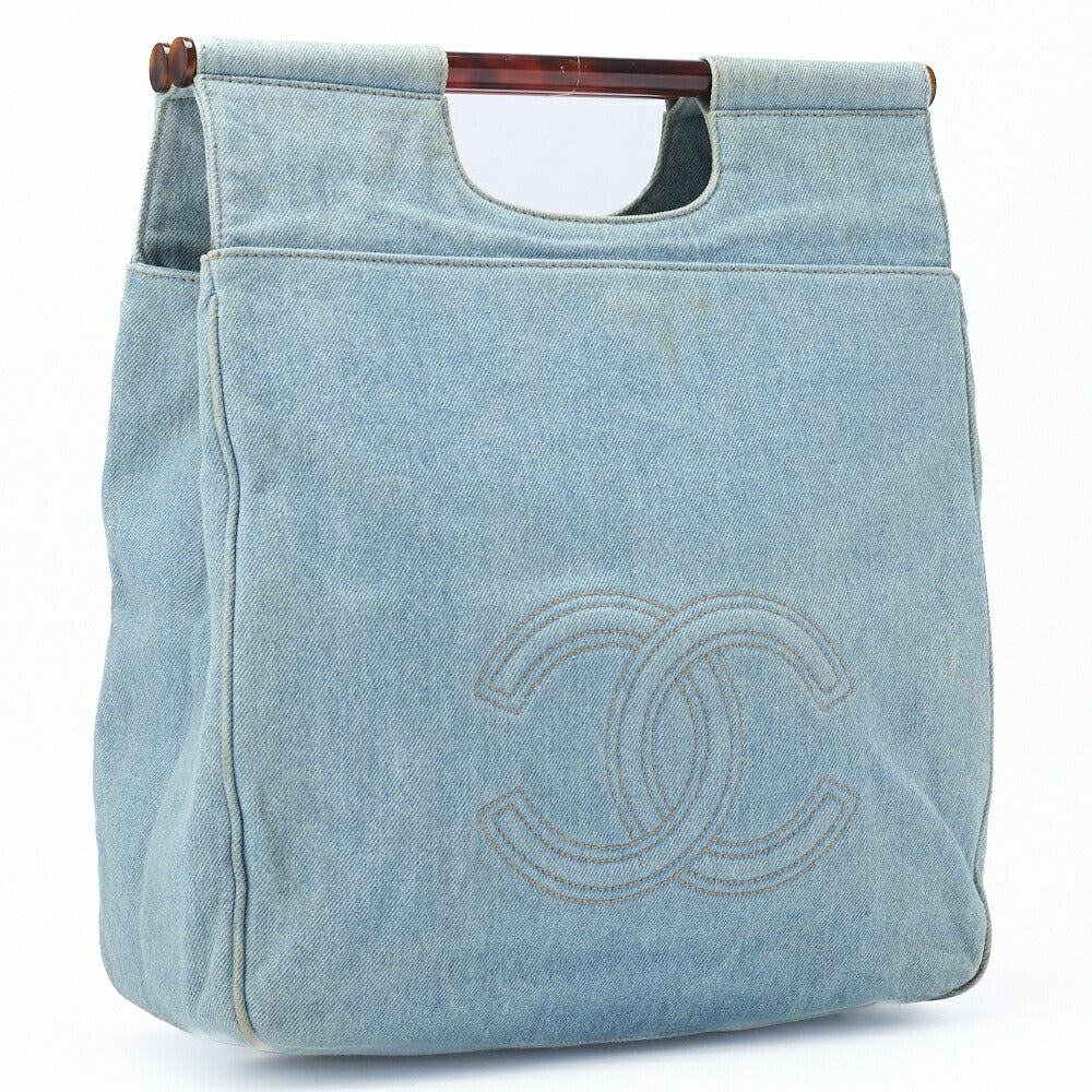 CHANEL Handbag Coco Mark Tortoiseshell Pattern Denim Gold-Tone Hardware Pre-Owned - Vintage La Charme