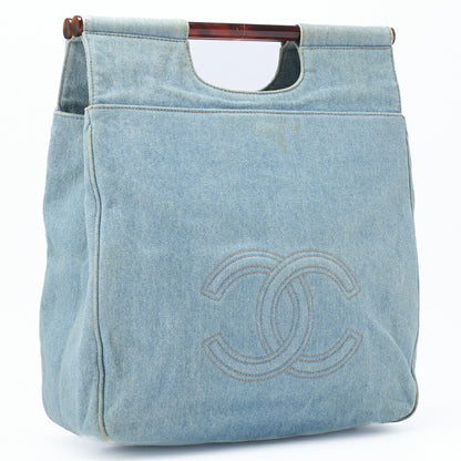 CHANEL Handbag Coco Mark Tortoiseshell Pattern Denim Gold-Tone Hardware Pre-Owned - Vintage La Charme