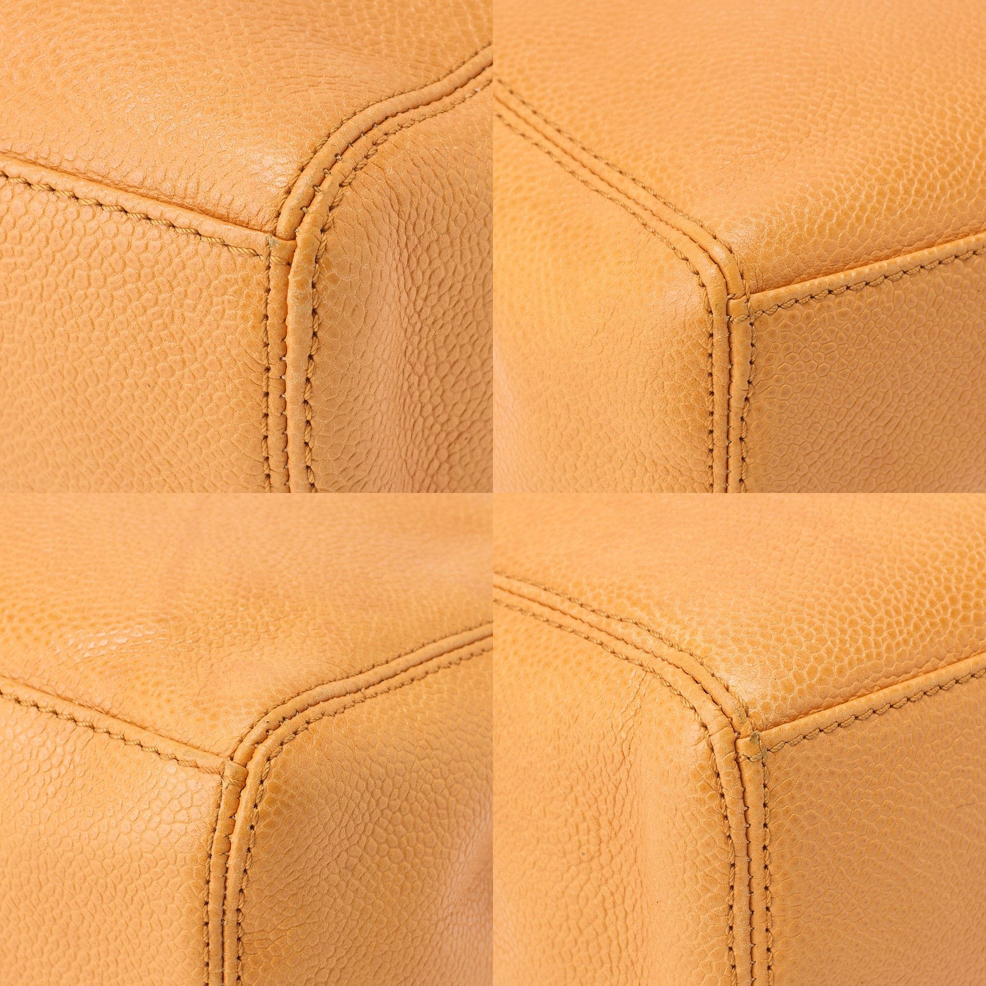 CHANEL Shoulder Tote Bag Logo Mark Double Chain Shoulder Caviar Skin Beige Gold-Tone Hardware Pre-Owned - Vintage La Charme
