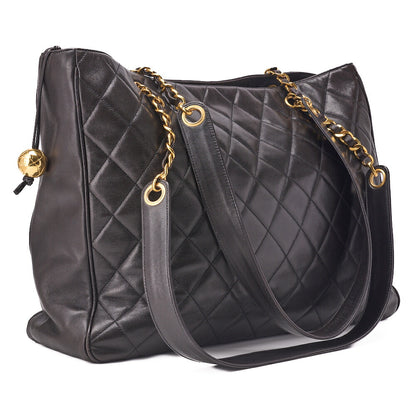 CHANEL Shoulder Bag, Matelasse Ball Charm, Lambskin, Black, Gold-Tone Hardware, Pre-Owned - Vintage La Charme