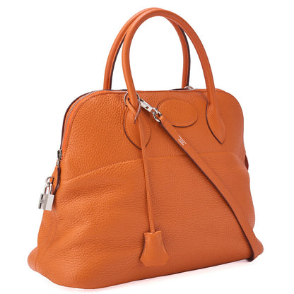 HERMES Bolide 35 Handbag Shoulder Bag Tryon Clemence Orange Silver-Tone Hardware Pre-Owned - Vintage La Charme