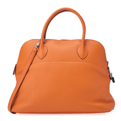 HERMES Bolide 35 Handbag Shoulder Bag Tryon Clemence Orange Silver-Tone Hardware Pre-Owned - Vintage La Charme