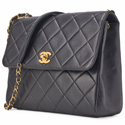 CHANEL Shoulder Bag Matelasse Lambskin Black Gold-Tone Hardware Pre-Owned - Vintage La Charme