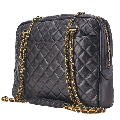 Chanel Shoulder Bag Matelasse Lambskin Black Gold-Tone Hardware Pre-Owned - Vintage La Charme