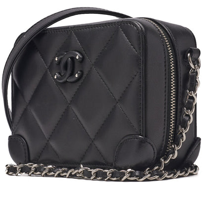 CHANEL Shoulder Bag Matelasse Coco Mark Chain Shoulder Lambskin Black Silver-Tone Hardware Pre-Owned - Vintage La Charme