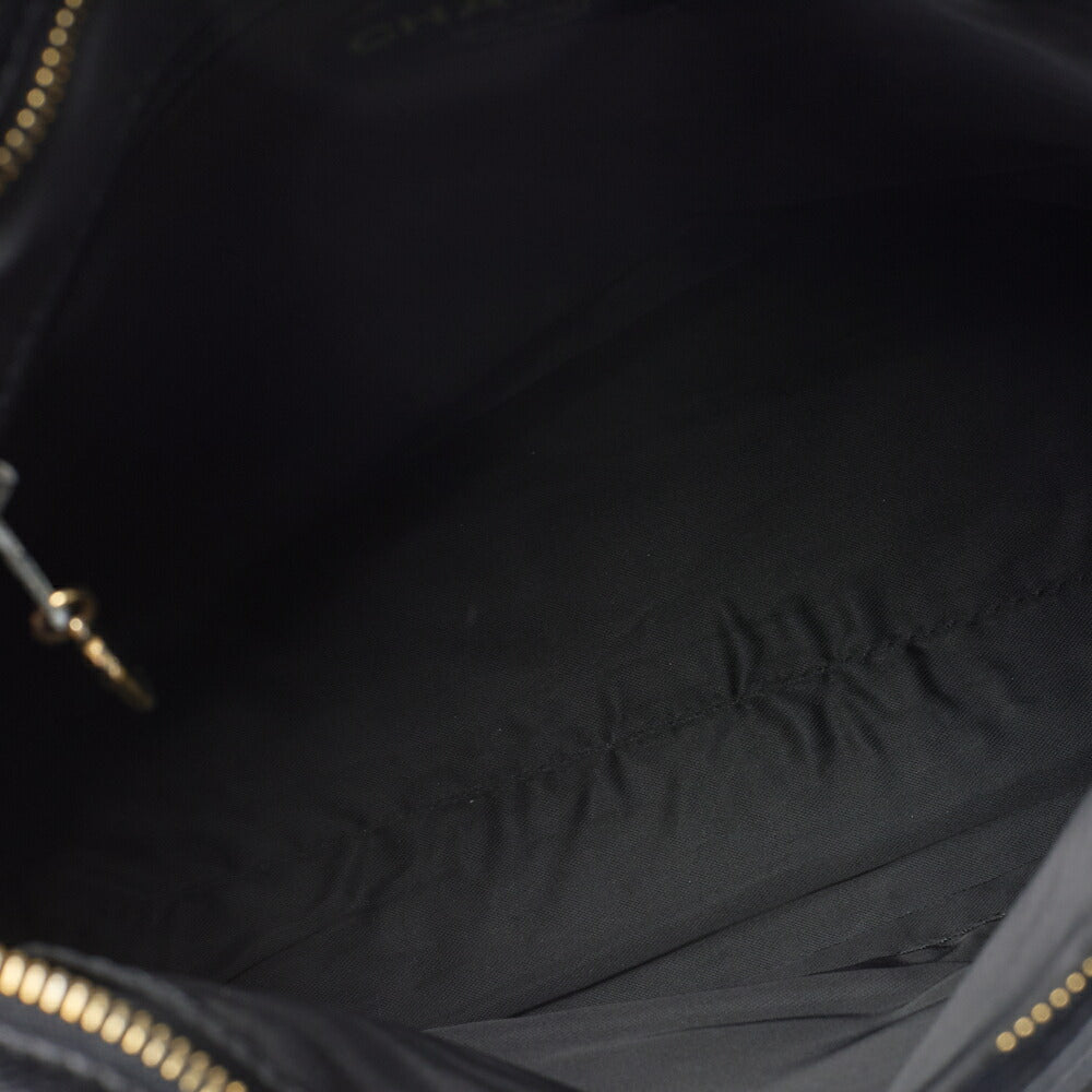 Chanel Tote Bag Logo Mark Plate Charm Caviar Leather Black Gold-Tone Hardware Pre-Owned - Vintage La Charme