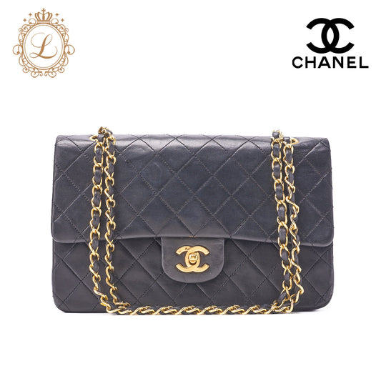 CHANEL Shoulder Bag Matelasse Double Flap Lambskin Black Gold-Tone Hardware Pre-Owned - Vintage La Charme