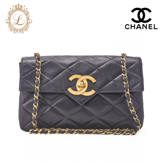 CHANEL Shoulder Bag, Matelasse Deca Coco, V Flap, Lambskin, Black, Gold-Tone Hardware, Pre-Owned - Vintage La Charme