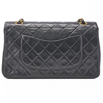CHANEL Shoulder Bag Matelasse Double Flap Lambskin Black Gold-Tone Hardware Pre-Owned - Vintage La Charme