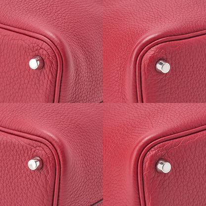 HERMES Picotin Lock PM Handbag Tryon Clemence Rouge Garance Silver-Tone Hardware Pre-Owned - Vintage La Charme
