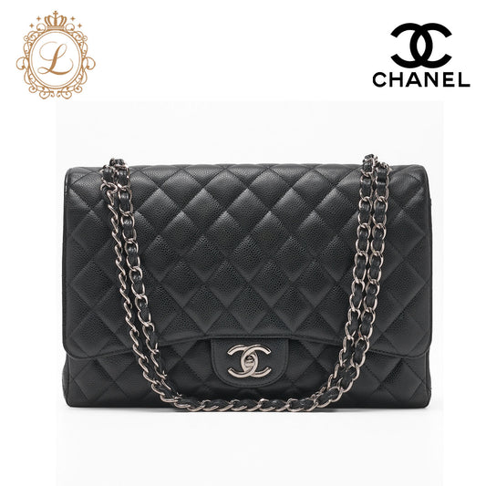 CHANEL Shoulder Bag, Deca Matelasse, Caviar Skin, Black, Silver-Tone Hardware, Pre-Owned - Vintage La Charme