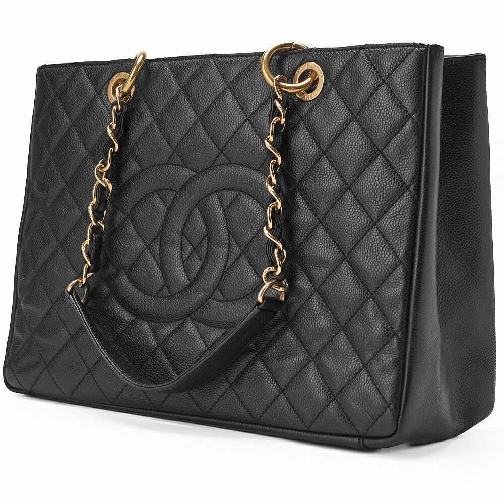 CHANEL Shoulder Tote Bag Matelasse Caviar Leather Black Gold-Tone Hardware Pre-Owned - Vintage La Charme