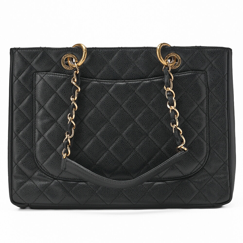 CHANEL Shoulder Tote Bag Matelasse Caviar Leather Black Gold-Tone Hardware Pre-Owned - Vintage La Charme
