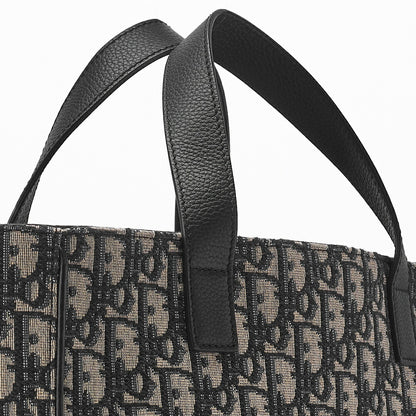Dior Saddle Tote Bag Oblique Canvas Leather Black Silver-Tone Hardware Pre-Owned - Vintage La Charme