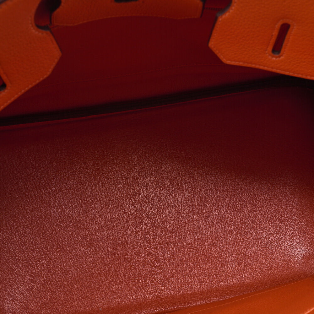 HERMES Birkin 35 Handbag Tryon Clément Leather Orange Gold-Tone Hardware Pre-Owned - Vintage La Charme