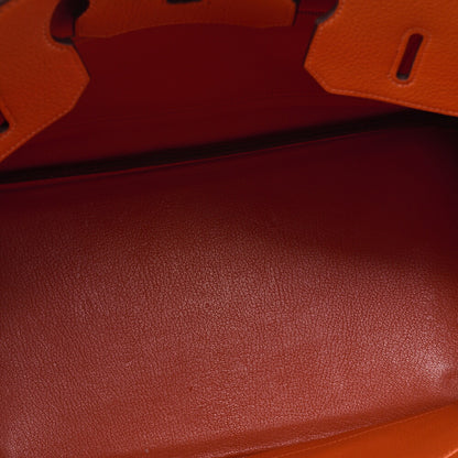 HERMES Birkin 35 Handbag Tryon Clément Leather Orange Gold-Tone Hardware Pre-Owned - Vintage La Charme