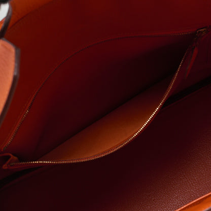 HERMES Birkin 35 Handbag Tryon Clément Leather Orange Gold-Tone Hardware Pre-Owned - Vintage La Charme
