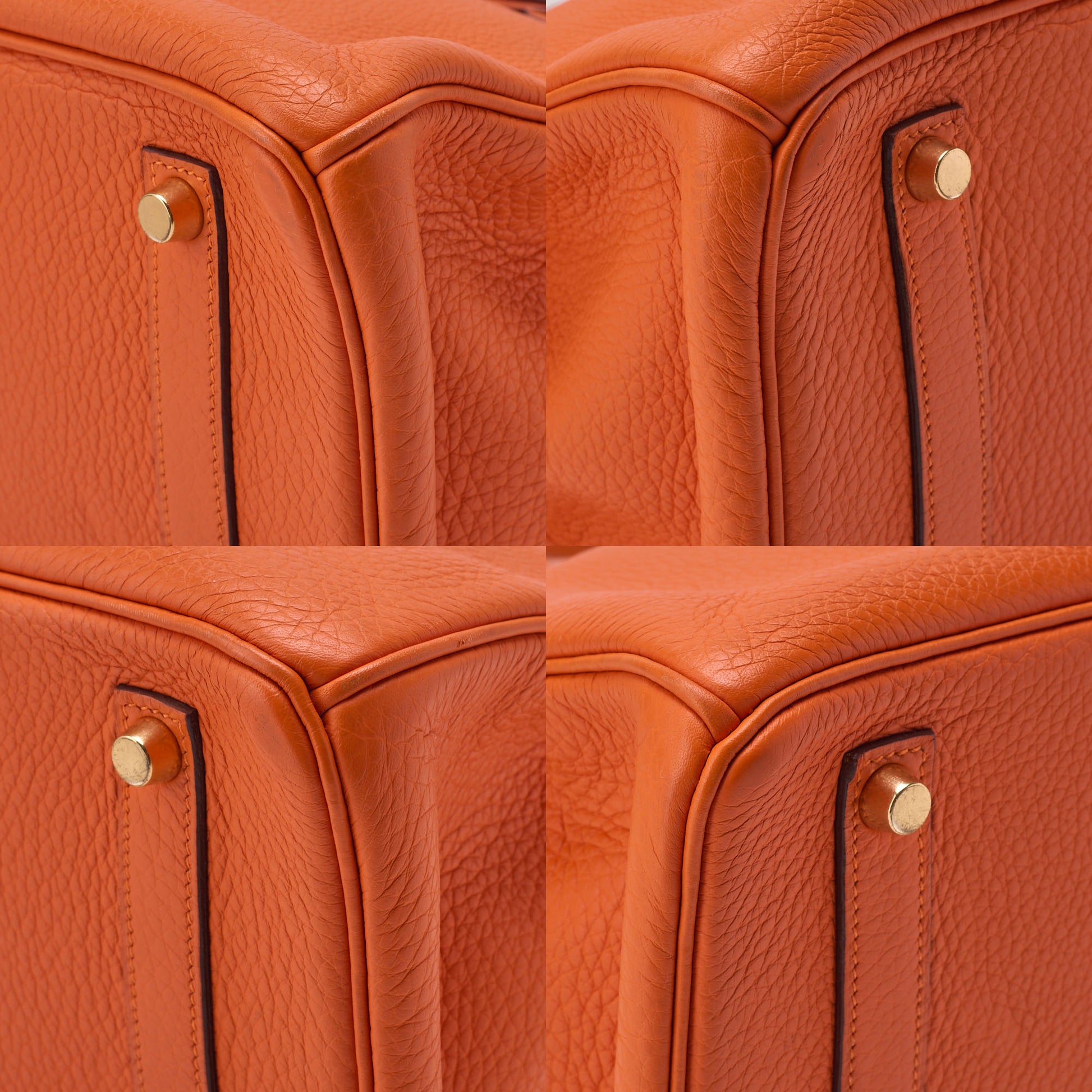 HERMES Birkin 35 Handbag Tryon Clément Leather Orange Gold-Tone Hardware Pre-Owned - Vintage La Charme