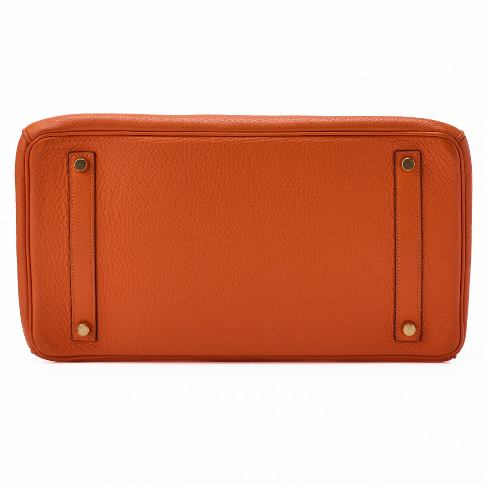HERMES Birkin 35 Handbag Tryon Clément Leather Orange Gold-Tone Hardware Pre-Owned - Vintage La Charme