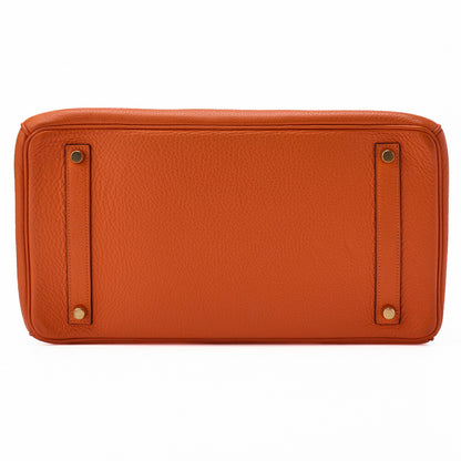 HERMES Birkin 35 Handbag Tryon Clément Leather Orange Gold-Tone Hardware Pre-Owned - Vintage La Charme
