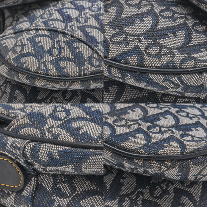 Dior Trotter Saddle Bag Canvas Leather Navy Gold-Tone Hardware Pre-Owned - Vintage La Charme