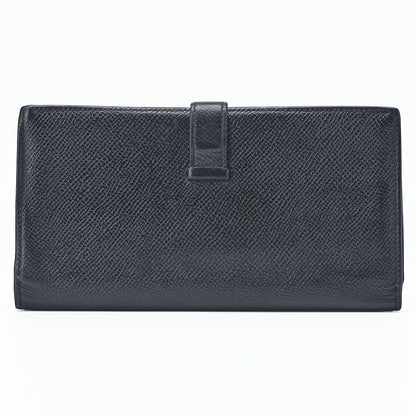 HERMES Bearn Soufflet Bi-fold Wallet Epson Leather Black Silver-Tone Hardware Pre-Owned - Vintage La Charme