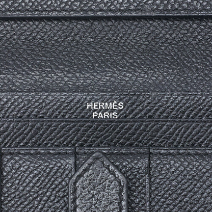 HERMES Bearn Soufflet Bi-fold Wallet Epson Leather Black Silver-Tone Hardware Pre-Owned - Vintage La Charme