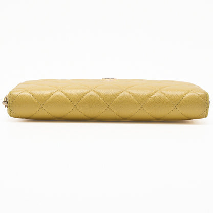 CHANEL Long Wallet, Matelasse, Caviar Skin, Yellow, Gold-Tone Hardware, Pre-Owned - Vintage La Charme