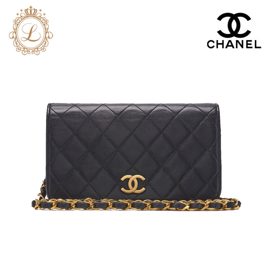 CHANEL Shoulder Bag Matelasse Lambskin Black Gold-Tone Hardware Pre-Owned - Vintage La Charme
