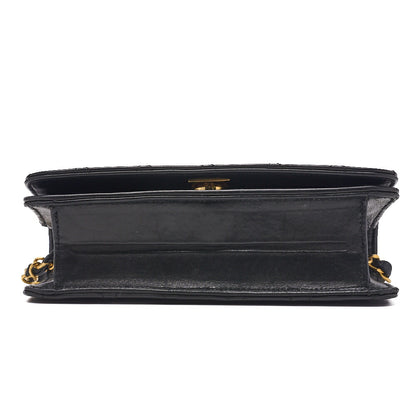 CHANEL Shoulder Bag Matelasse Lambskin Black Gold-Tone Hardware Pre-Owned - Vintage La Charme