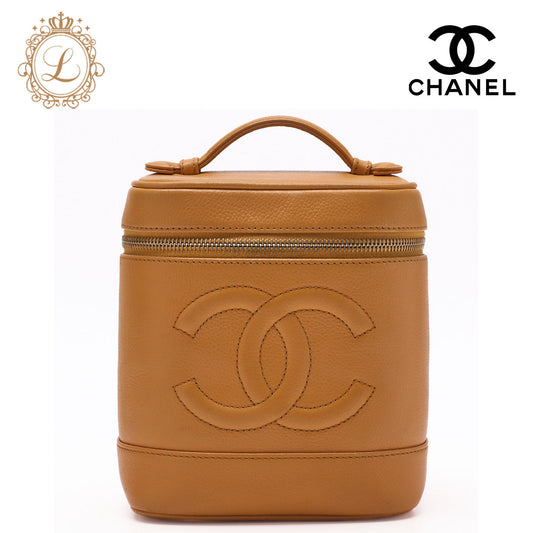 CHANEL Vanity Handbag, Coco Mark, Caviar Skin, Yellow, Gold-Tone Hardware, Pre-Owned - Vintage La Charme