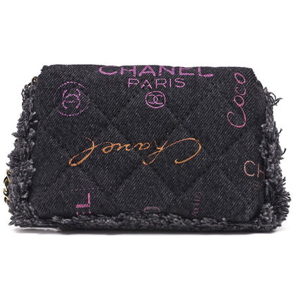 CHANEL Shoulder Bag Mini Matelasse Denim Black Gold-Tone Hardware Pre-Owned - Vintage La Charme
