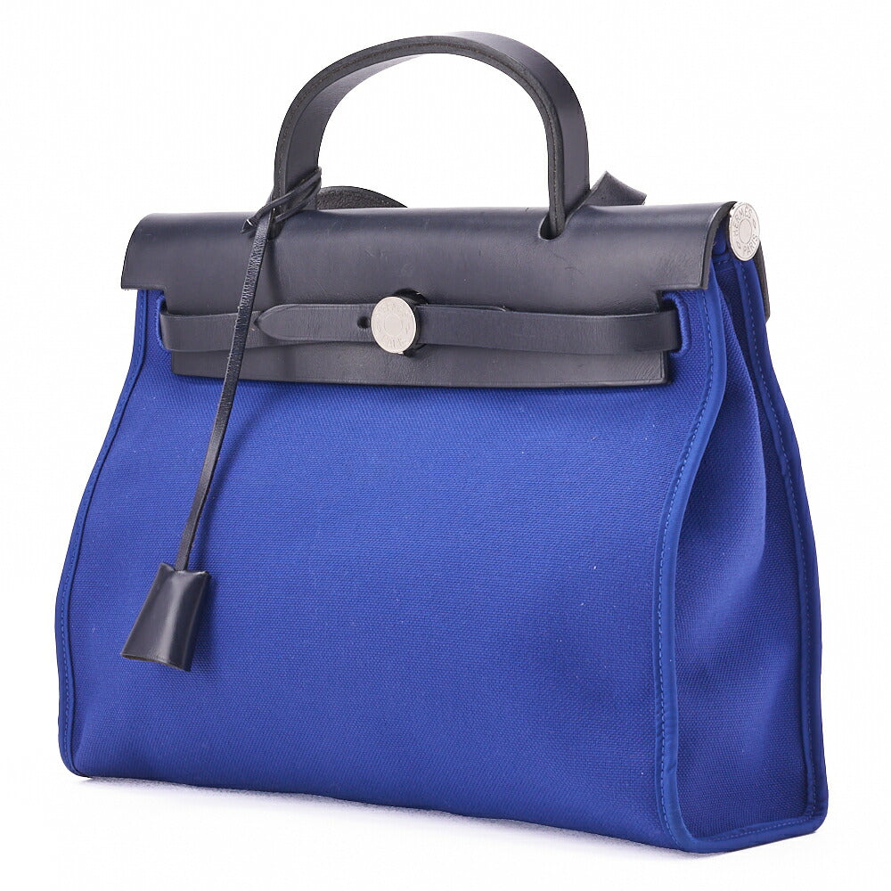 HERMES Ale Bag Zip PM 2WAY Handbag Calf Blue Silver-Tone Hardware Pre-Owned - Vintage La Charme