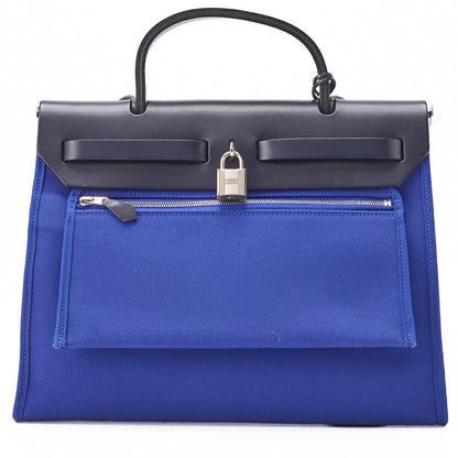 HERMES Ale Bag Zip PM 2WAY Handbag Calf Blue Silver-Tone Hardware Pre-Owned - Vintage La Charme