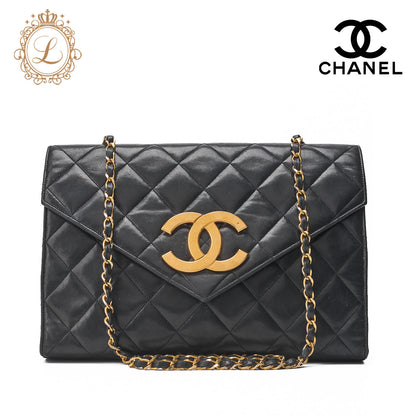 CHANEL Shoulder Bag, Deca Matelasse, Coco V Flap, Lambskin, Black, Gold-Tone Hardware, Pre-Owned - Vintage La Charme
