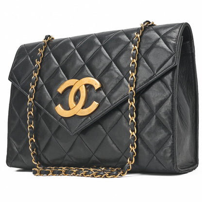 CHANEL Shoulder Bag, Deca Matelasse, Coco V Flap, Lambskin, Black, Gold-Tone Hardware, Pre-Owned - Vintage La Charme