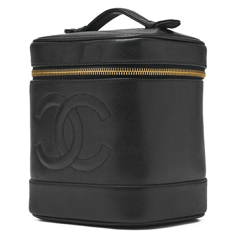 CHANEL Shoulder Bag, Coco Mark Vanity, Caviar Skin, Black, Gold-Tone Hardware, Pre-Owned - Vintage La Charme