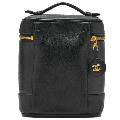 CHANEL Shoulder Bag, Coco Mark Vanity, Caviar Skin, Black, Gold-Tone Hardware, Pre-Owned - Vintage La Charme