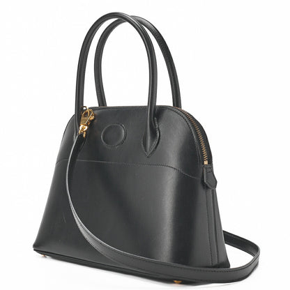 HERMES Bolide 27 Handbag Shoulder Bag 2WAY Box Calf Black Gold-Tone Hardware Pre-Owned - Vintage La Charme