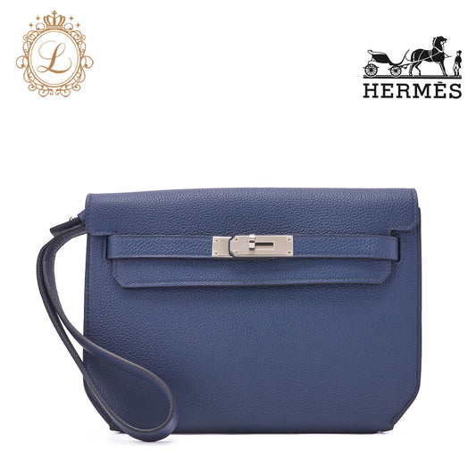 HERMES Shoulder Bag, Kerry de Peche 25, Silver Metal Fittings, Canvas, Vert Bosphort, Silver-Tone Hardware, Pre-Owned - Vintage La Charme