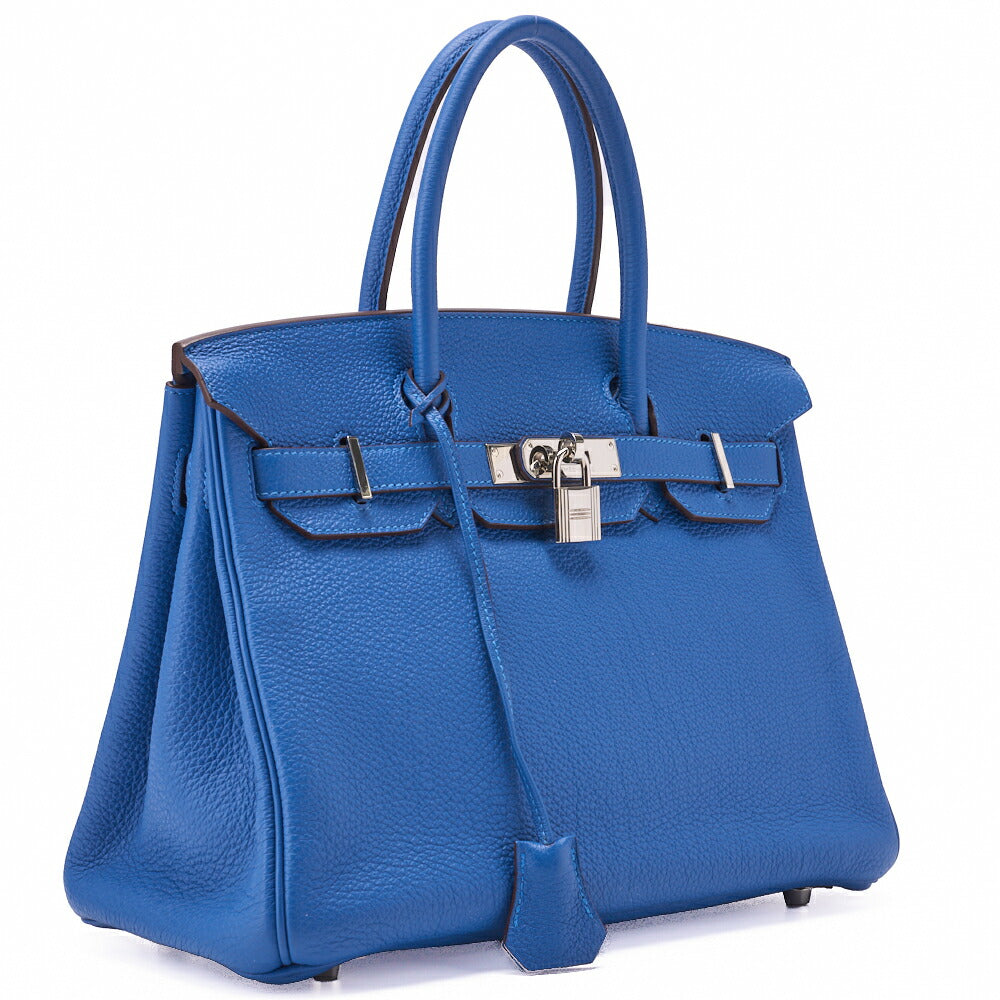 HERMES Birkin 30 Handbag Togo Blue Zanzibar Silver-Tone Hardware Pre-Owned - Vintage La Charme
