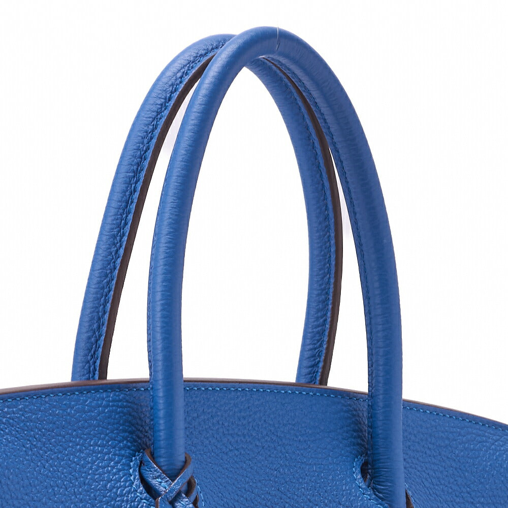 HERMES Birkin 30 Handbag Togo Blue Zanzibar Silver-Tone Hardware Pre-Owned - Vintage La Charme