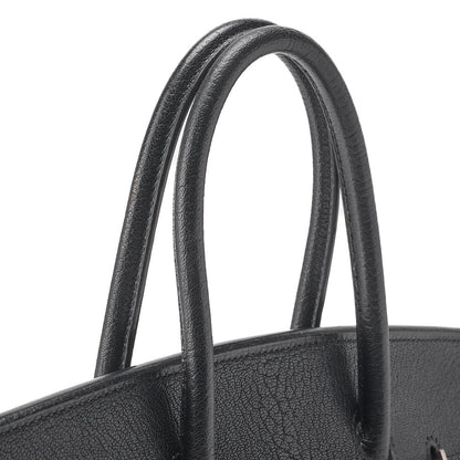 HERMES Birkin 35 Handbag Chèvre Black Silver-Tone Hardware Pre-Owned - Vintage La Charme