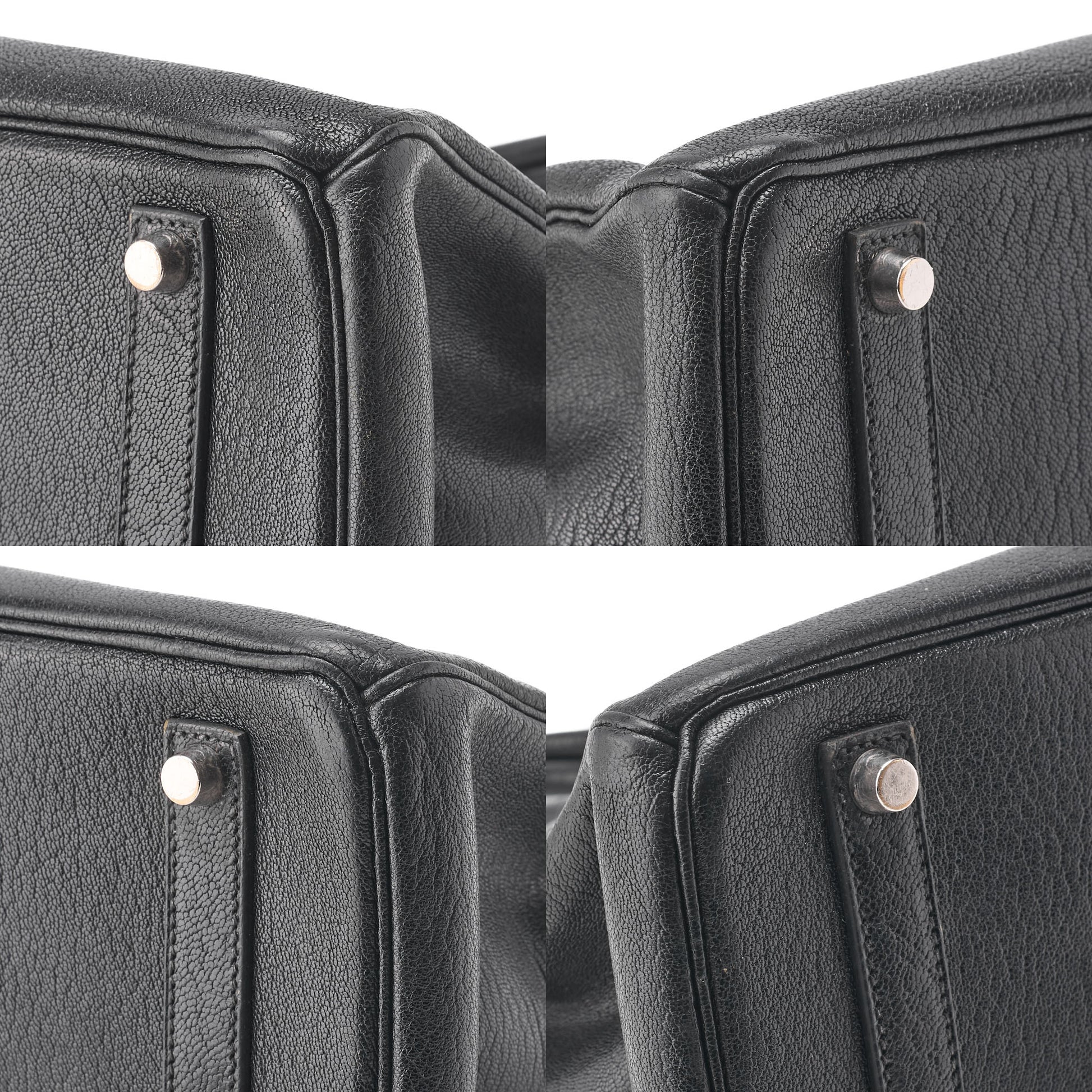 HERMES Birkin 35 Handbag Chèvre Black Silver-Tone Hardware Pre-Owned - Vintage La Charme