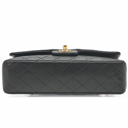 CHANEL Shoulder Bag Matelasse Double Flap Lambskin Black Gold-Tone Hardware Pre-Owned - Vintage La Charme