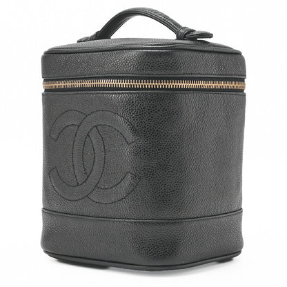 CHANEL Vanity Handbag, Coco Mark, Caviar Skin, Black, Gold-Tone Hardware, Pre-Owned - Vintage La Charme