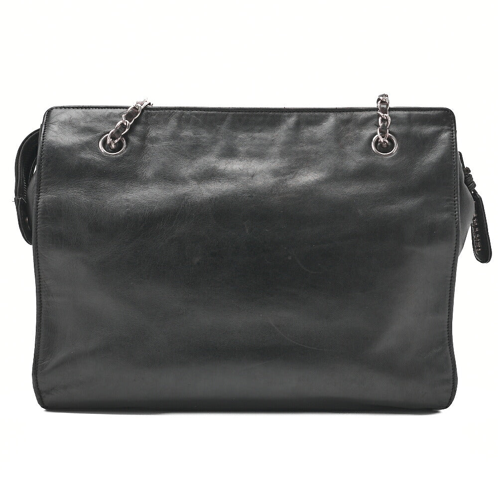 CHANEL Shoulder Tote Bag Coco Mark Double Chain Shoulder Lambskin Black Gold-Tone Hardware Pre-Owned - Vintage La Charme