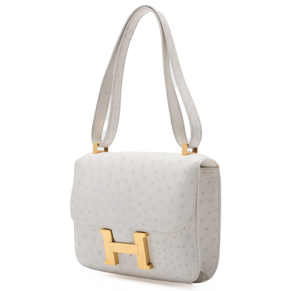 HERMES Constance 23 Shoulder Bag Ostrich White Gold-Tone Hardware Pre-Owned - Vintage La Charme