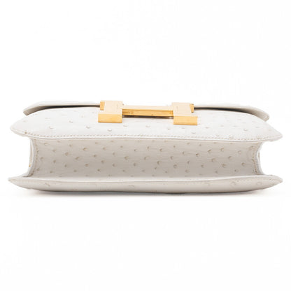 HERMES Constance 23 Shoulder Bag Ostrich White Gold-Tone Hardware Pre-Owned - Vintage La Charme