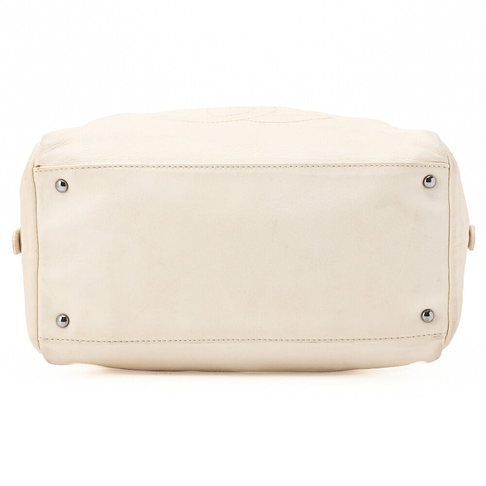 CHANEL Tote Bag Coco Mark, Leather, White, Silver-Tone Hardware, Pre-Owned - Vintage La Charme